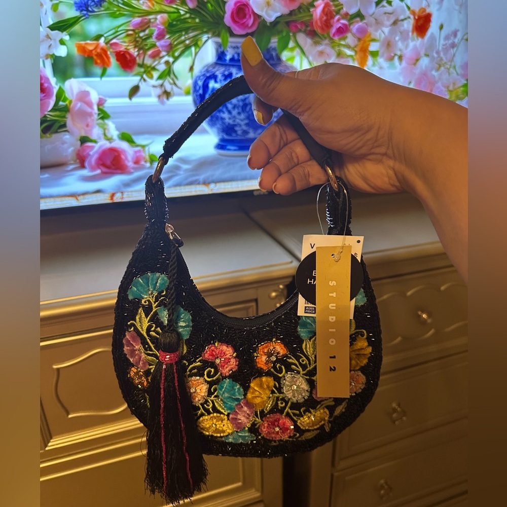 Studio 12 Black Beaded Bag